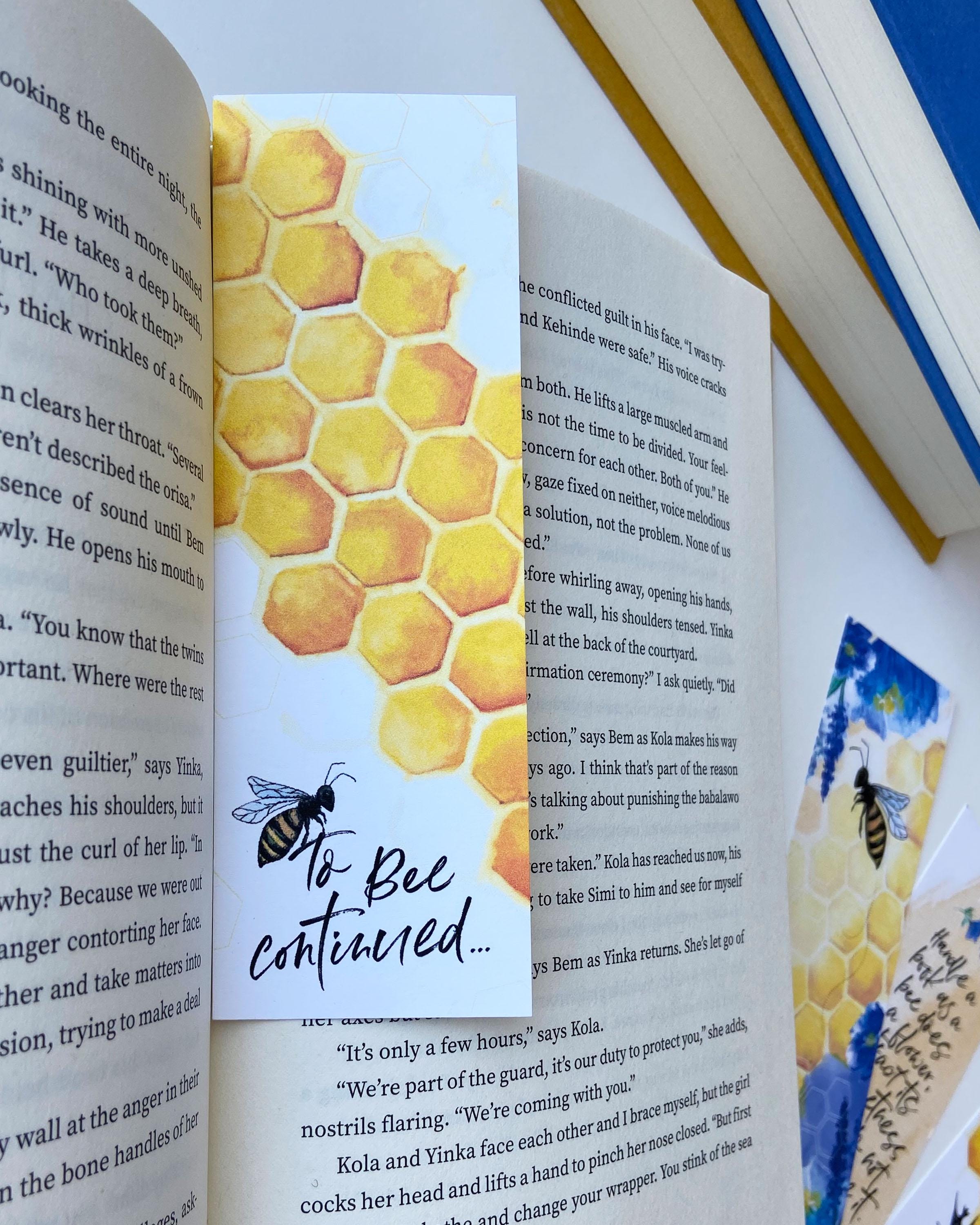 Honey Bee Bookmarks Set of Four, Honeycomb Book Mark, Watercolor ...