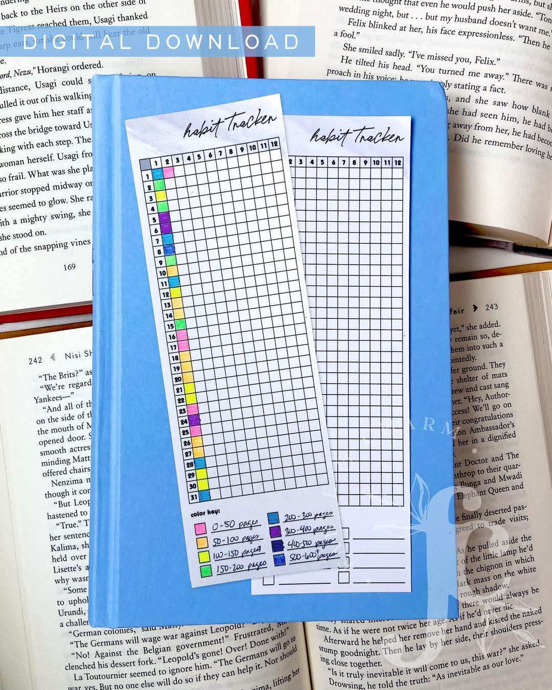 Habit Tracker Printable Bookmark Reading Tracker Bookmark Download