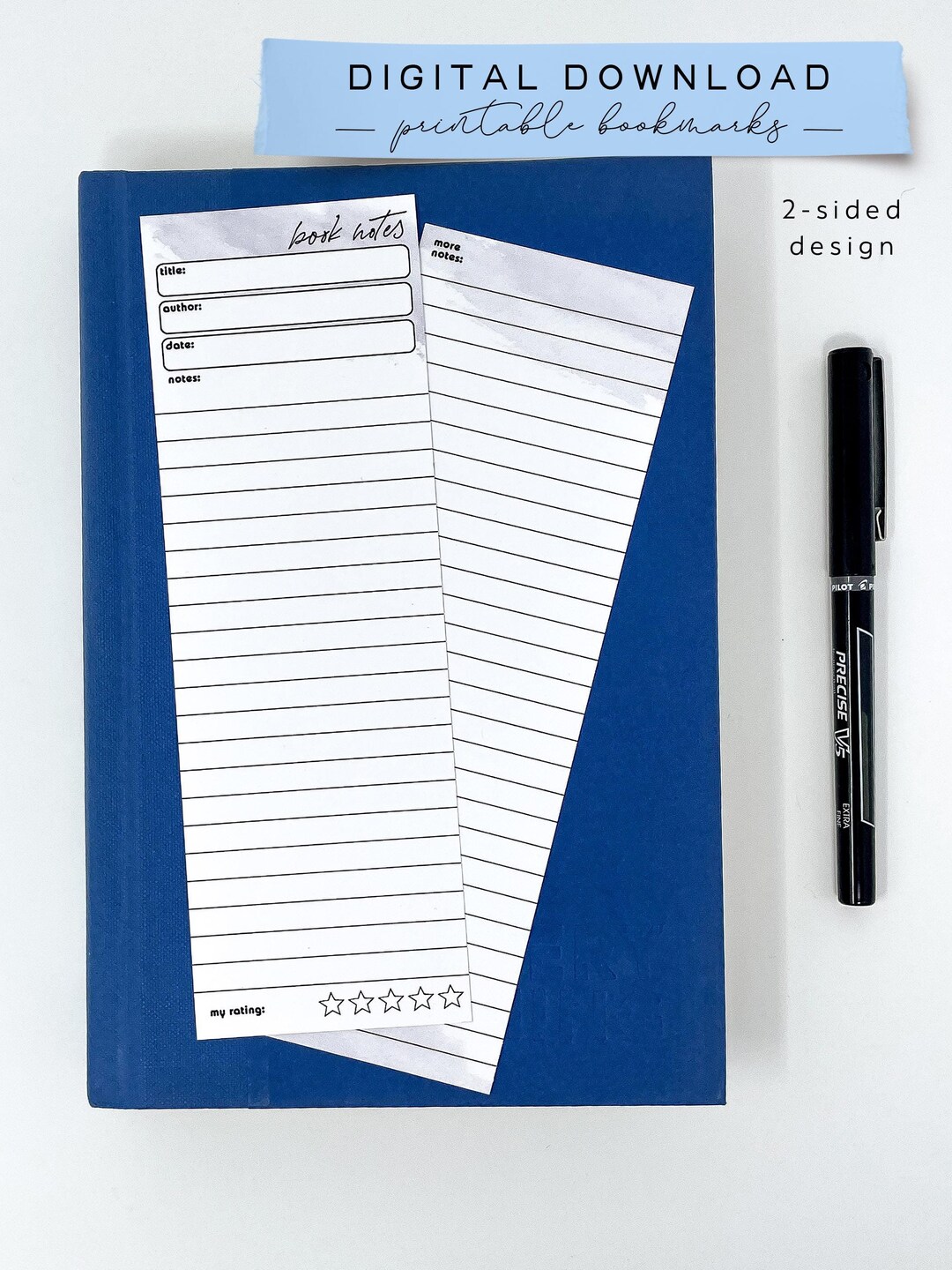 Reading Notes Bookmarks Printable, Double Sided Bookmark Download for ...