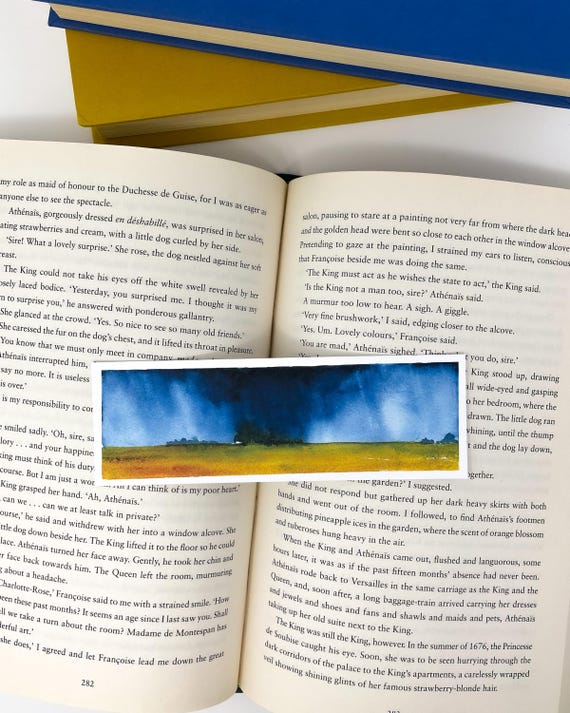 Watercolor Bookmarks Sky, Watercolor Landscape Bookmark, Hand painted Bookmark Nature, Book marks Watercolor Thunderstorm