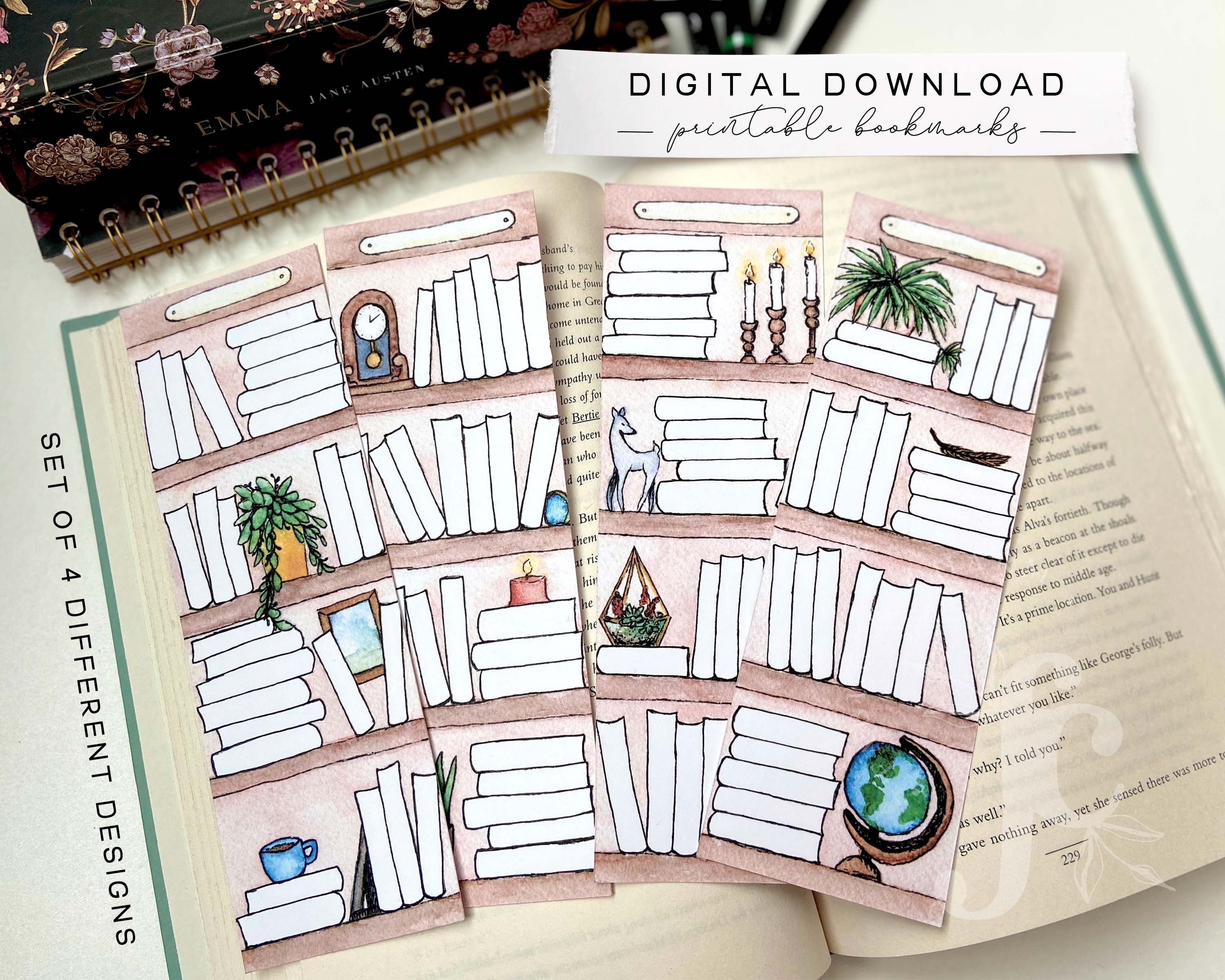 Bookshelf Bookmark Tracker Printable Set of 4 - Reading Tracker ...