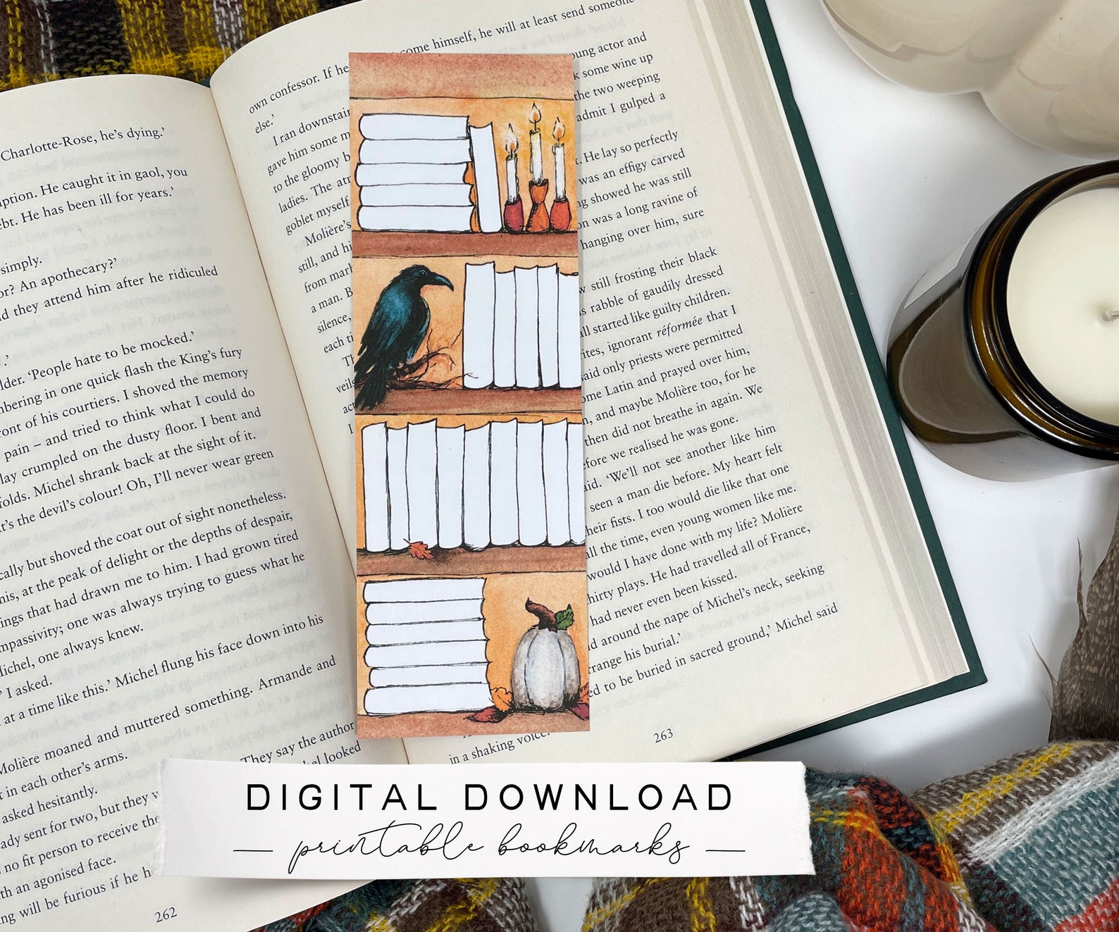 Fall Bookmarks Printable, Autumn Bookmarks Printable Bookshelf Tracker ...