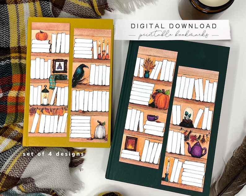 Autumn Bookmarks Printable Bookshelf Tracker Reading Tracker - Etsy