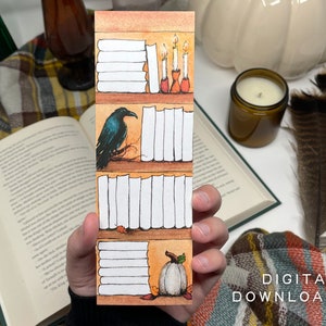 Fall Bookmarks Printable, Autumn Bookmarks Printable Bookshelf Tracker ...