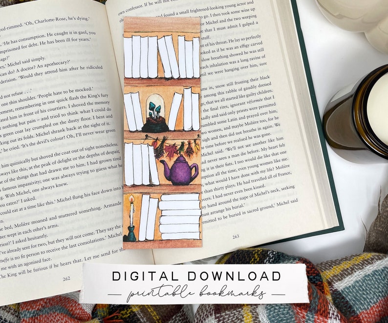 Printable Reading Tracker Bookmark Fall, Watercolor Bookshelf Autumn ...