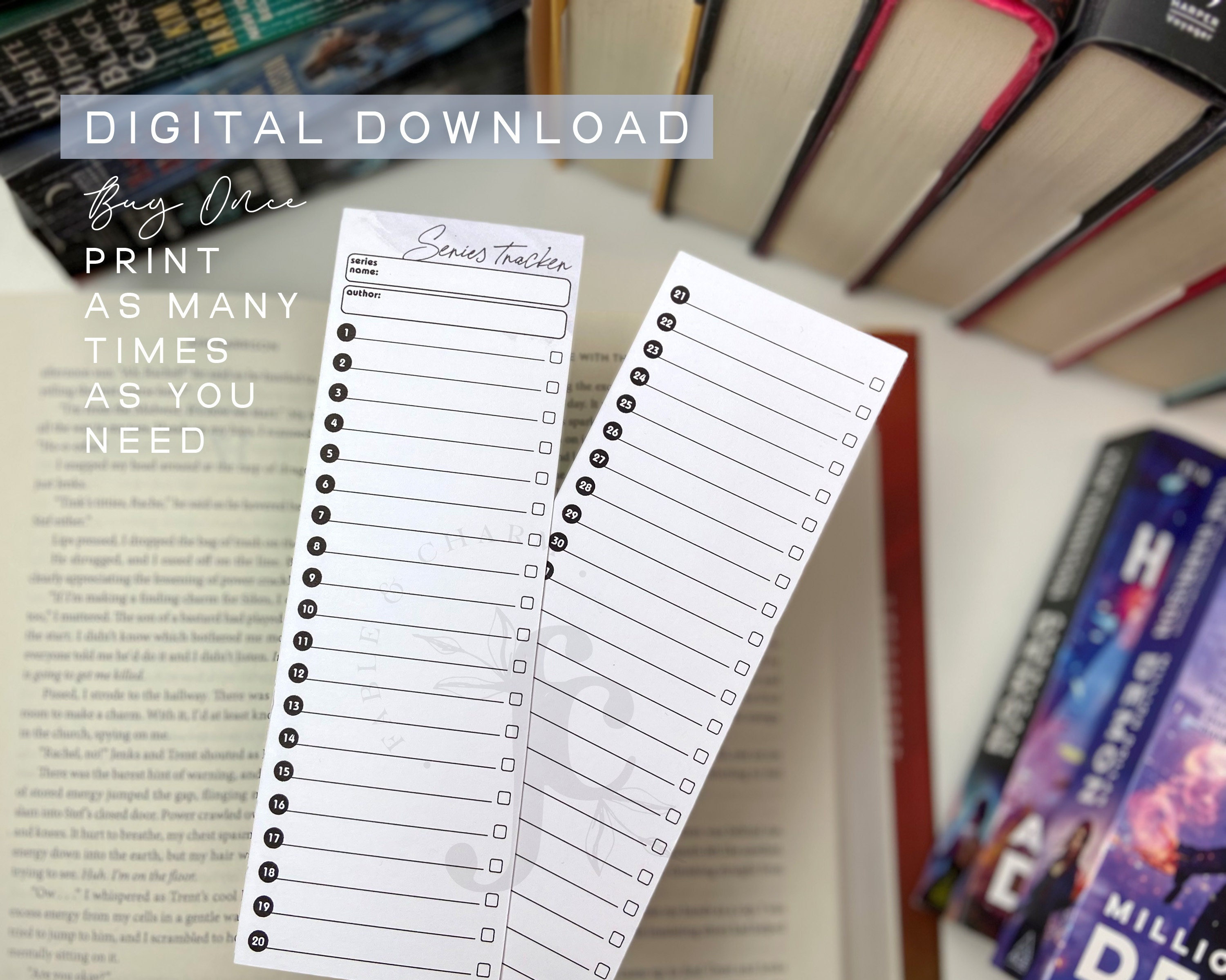 Book Series Tracker Printable Bookmark, Reading List Bookmark Printable ...