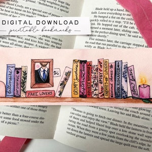 Romance Bookmark Printable, Romance Book Tropes, Romance Book Art, Romance Reader Gifts, Romance Book Merch, Bookshelf Bookmark