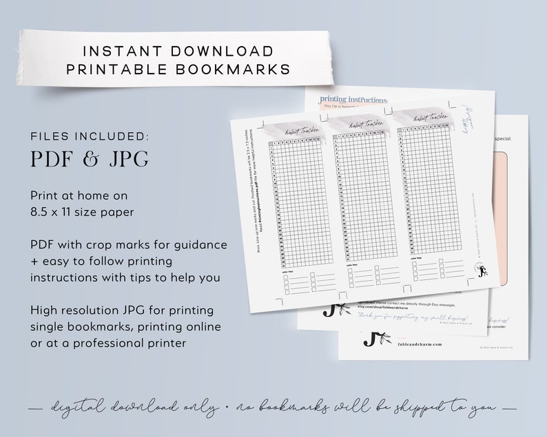Habit Tracker Printable Bookmark Reading Tracker Bookmark - Etsy Canada