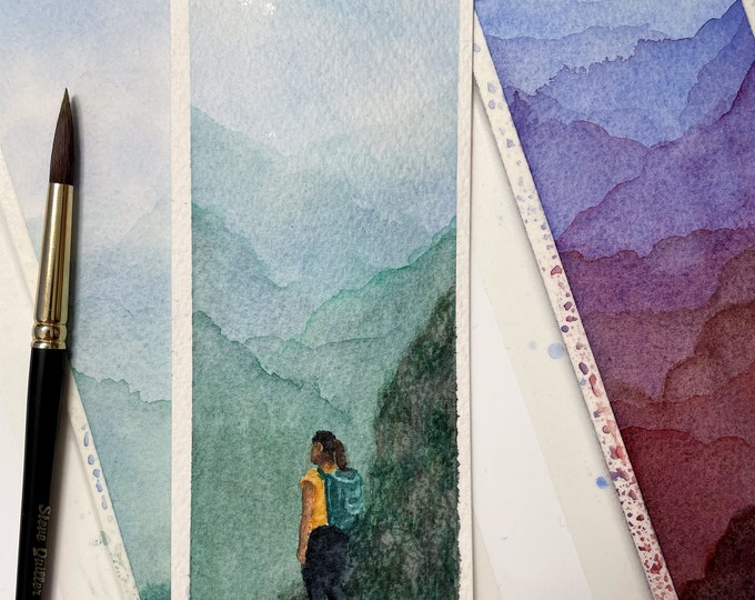 Hand painted Bookmark Nature, Custom Bookmark Art, Original Painting Bookmark, Watercolor Landscape Bookmarks