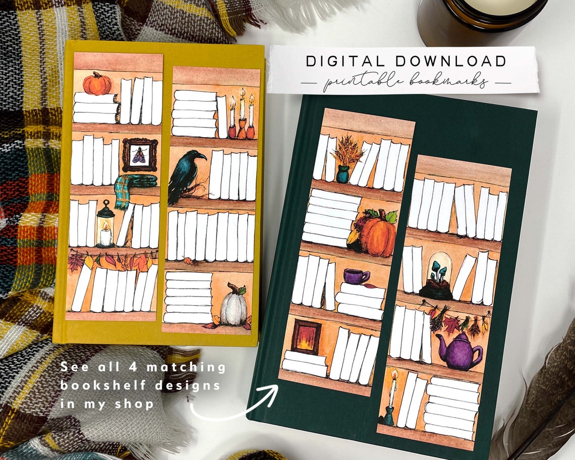 Fall Bookmarks Printable, Autumn Bookmarks Printable Bookshelf Tracker ...