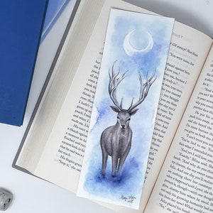 Deer Bookmark Watercolor Original Painting, Winter Deer Art, Watercolor Bookmarks Hand Painted, Original Watercolor Painting Bookmark Winter