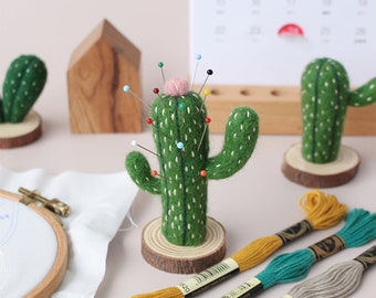 3 suculentas Needle Felting Kit, Suministros de fieltro, Tutorial en inglés y francés, Art Gift DIY, Creative DIY, Craft Kit, Starter kit, cactus