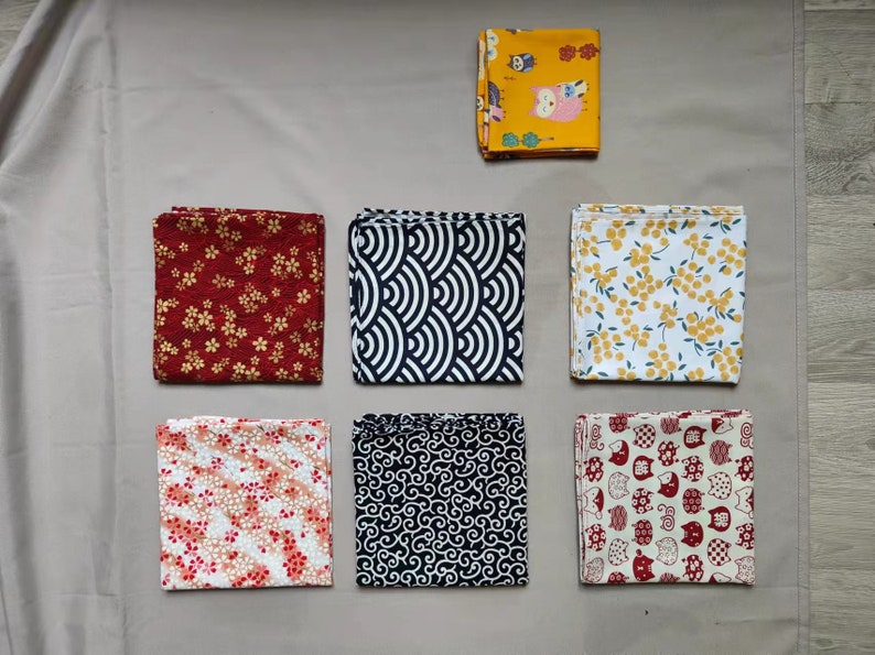 Furoshiki algodón estampado motivo tradicional japonés, papel cadeau. Emballage japonés imagen 10