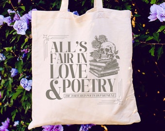 All's Fair In Love & Poetry Tote Bag The Tortured Poet's Department New Album Lyrics TTPD Unique Gift For Swifties Eras Tour Accessory Idea
