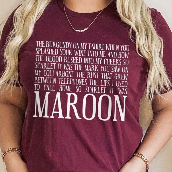 Maroon Song Letras Camisa Taylor Midnights Álbum Camiseta Eras Tour Tee Taylor Swiftie Fan Regalo para ella