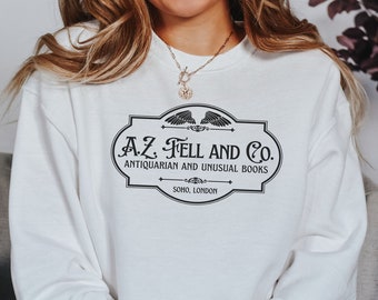 Good Omens A.Z. Fell and Co Antiquarian and Unusual Books Crewneck Sweatshirt Aziraphale Crowley Ineffable Husbands Fandom Comic Con