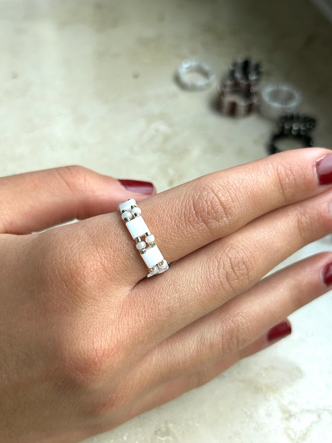 Japanese Lace Rings Handmade Rings Made From Beautiful Japanese Miyuki Glass Beads. the ...
