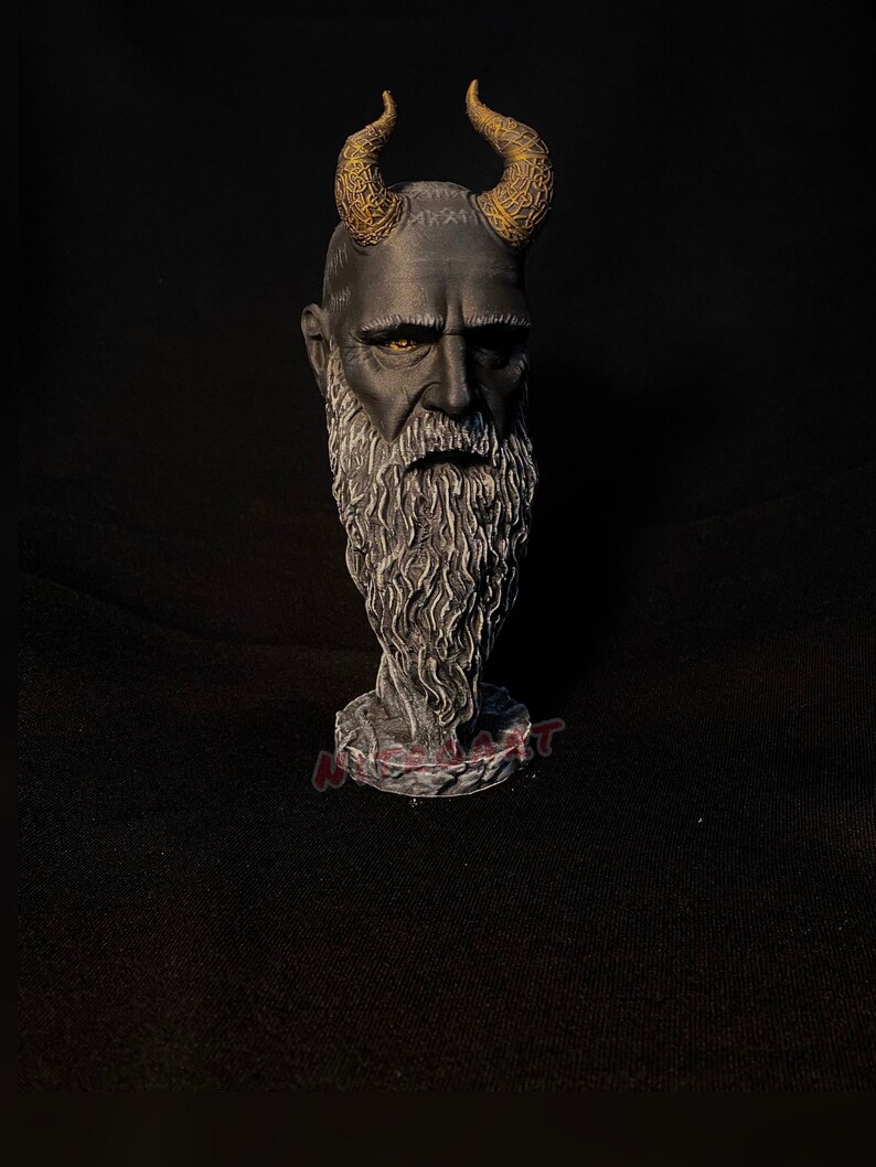 Mimir Head Statue God of War Mimir Figurine 3d Resin Painted Christmas