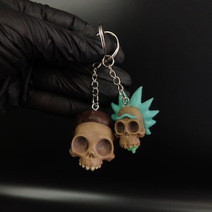 Rick en Morty 3D-harssleutelhanger | Grappige Sci-Fi-sleutelhanger | Cadeau cartoon ventilator | Handgemaakt minifiguur verzamelobject
