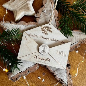 Wunschzettel, Wunschzettelumschlag aus Holz, Wunschzettel, Personalisierbar, WEIHNACHTSMANN, Wunschzettel, Weihnachtsdekoration, Holz