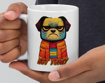 Grumpy Pup white glossy mug