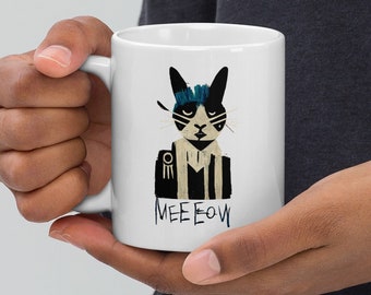 Dapper Cat white glossy mug