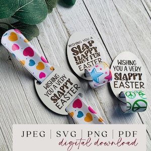 Slappy Easter SVG - Slap Armband Osterei SVG - Osterkorbfüller - Ostergeschenk SVG - Laser Ready Easter Item - Kind Osterkorb Geschenk