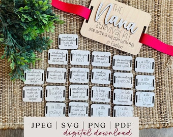 Grandparents Survival Kit Gift Tags SVG - Mother's Day SVG - Father's Day SVG - Funny Gift for Grandparents - Survival Kit Laser File -