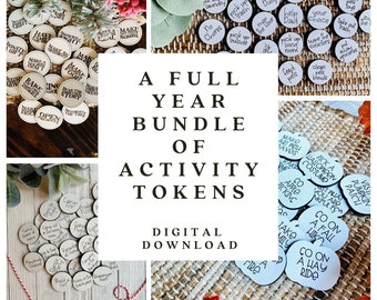 Full Year Bundle of Activity Tokens SVG - Bundle of 10 - Laser Cut Tokens - Valentine Tokens - Date Night Tokens - Fall Tokens - Christmas