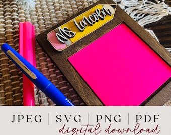 Teacher Note Pad SVG - Teacher Gift - Note Pad SVG - Cut File - Teacher Digital Download - Glowforge Files - Wood SVG Files - Office Gift