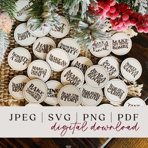 Monedas de Navidad SVG - Fichas de cuenta regresiva de Navidad - Fichas de Adviento de Navidad - Archivo de corte de actividad navideña - Glowforge SVG - Archivo de corte láser -
