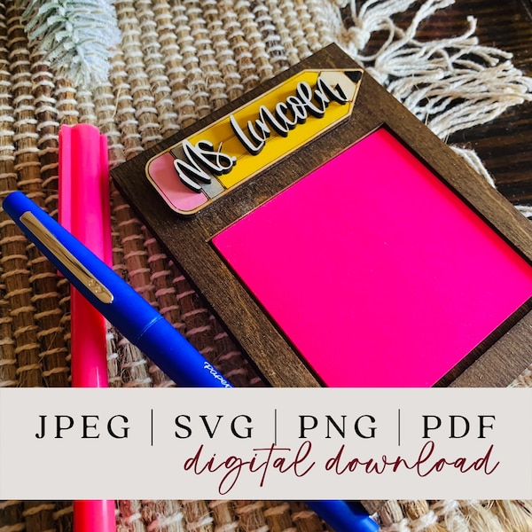Teacher Note Pad SVG - Teacher Gift - Note Pad SVG - Cut File - Teacher Digital Download - Glowforge Files - Wood SVG Files - Office Gift
