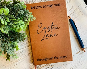 Letters to My Son Leatherette Journal - Custom Engraved Journal - Gift for Mom - Miscarriage Gift - Motherhood Keepsake Journal