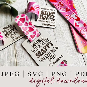 Pulsera Slap Día de San Valentín SVG - San Valentín listo para láser - Madera San Valentín SVG - Archivo Glowforge - Slappy Día de San Valentín SVG -