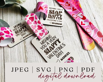 Slap Bracelet Valentine&#39;s Day SVG - Laser Ready Valentine - Wood Valentine SVG - Glowforge File - Slappy Valentines Day SVG -