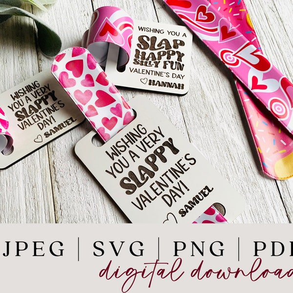 Slap Bracelet Valentine's Day SVG - Laser Ready Valentine - Wood Valentine SVG - Glowforge File - Slappy Valentines Day SVG -