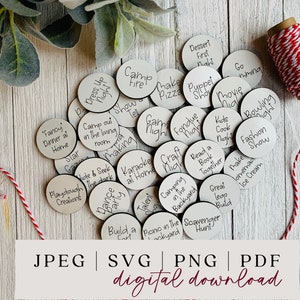 Familie Datum Nacht Aktivität Token SVG - 31 Familien Aktivität Token - Valentinstag Token SVG - Datum Nacht Token - Kinder Valentinstag Geschenk SVG