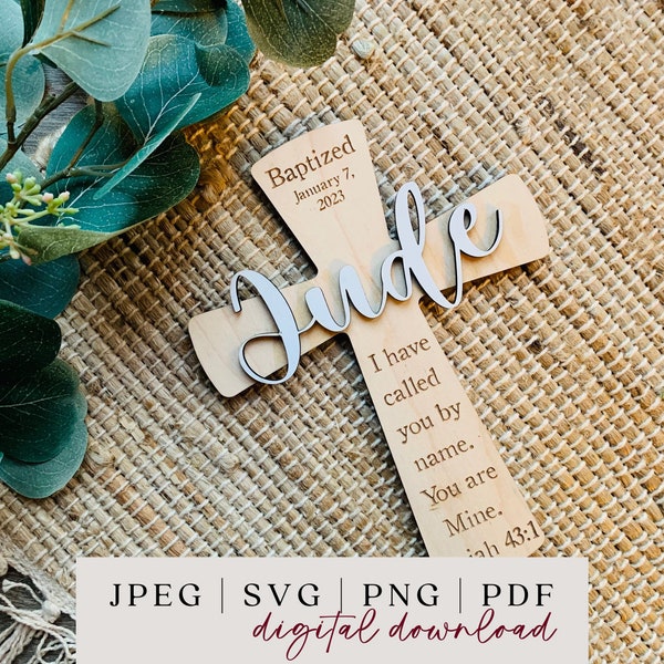 Baptism Cross Keepsake SVG - Kids Baptism SVG - Baptism Favors - Baptism Gift - Baby Baptism - Baptism - Baptism Favor - Laser Ready File