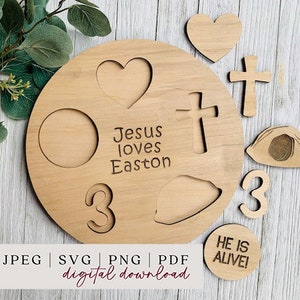 Paasverhaal puzzel SVG - Paasverhaal SVG - Laserbestand - Paaspuzzel voor kinderen - Paascadeau voor kinderen - Paasmand voor baby's - Pasen
