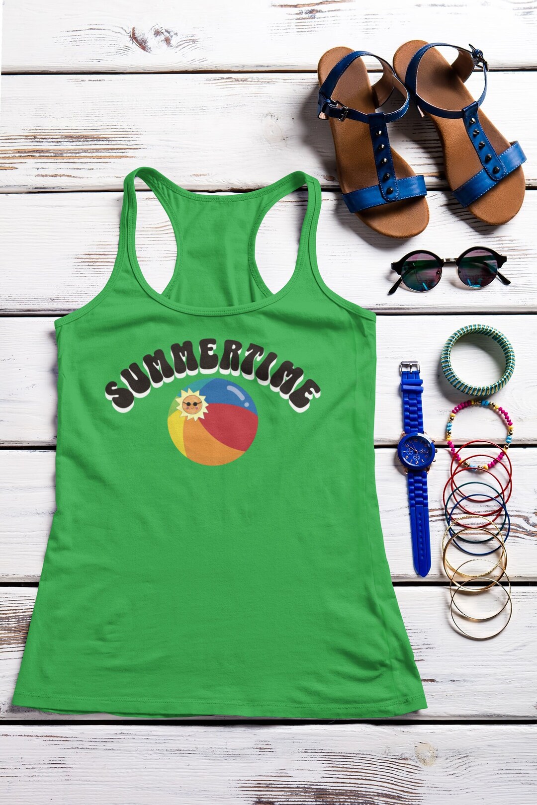 Summertime Beach Ball Women's Tank Beach Ball Shirt Etsy