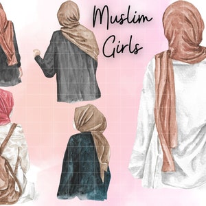 Muslim Hijabi Girl\ Islamic Digital Planner Sticker\ Cute Kids\ Muslim Kid\ Beautiful Girl With Hijab\ Hijabi Girl PNG SVG File Islamic