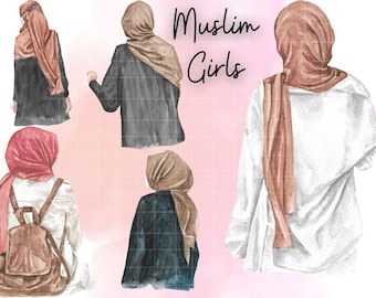 Fille musulmane hijabi \ autocollant planificateur numérique islamique \ enfants mignons \ enfant musulman \ belle fille avec hijab \ fille hijabi fichier PNG SVG islamique