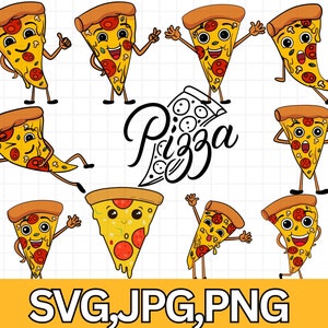 Funny Pizza Slice ClipArt\ Digital Vector Hand Drawn Graphic\ Illustrations Bundle Set\ SVG\ Png et Jpg