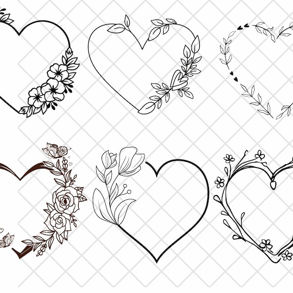 Flower heart SVG\ Floral Heart SVG\ Flower svg\ Floral svg\ Heart svg\ Wildflower svg\ Nature svg\ Cut File Cricut\ Silhouette