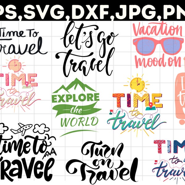 Travel SVG Bundle\ Back to Travel Vector Cut File\ Vacation Vector\ Travel World Quotes Cut File Cricut Silhouette\ Vacay Staycation Graphic