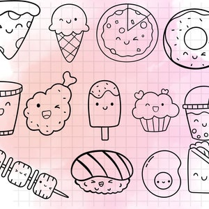 Kawaii sweets clipart\Cute sweet candy clipart\Food Cake Donut Cupcake Gumball\machine Macaron Candies\Cookie Ice cream Muffin\Dessert Party