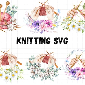 Knitting and Crochet Watercolor Clipart\ yarn\ needlework\ SVG\ PNG ( transparent background)\ Digital Download\ Commercial Use