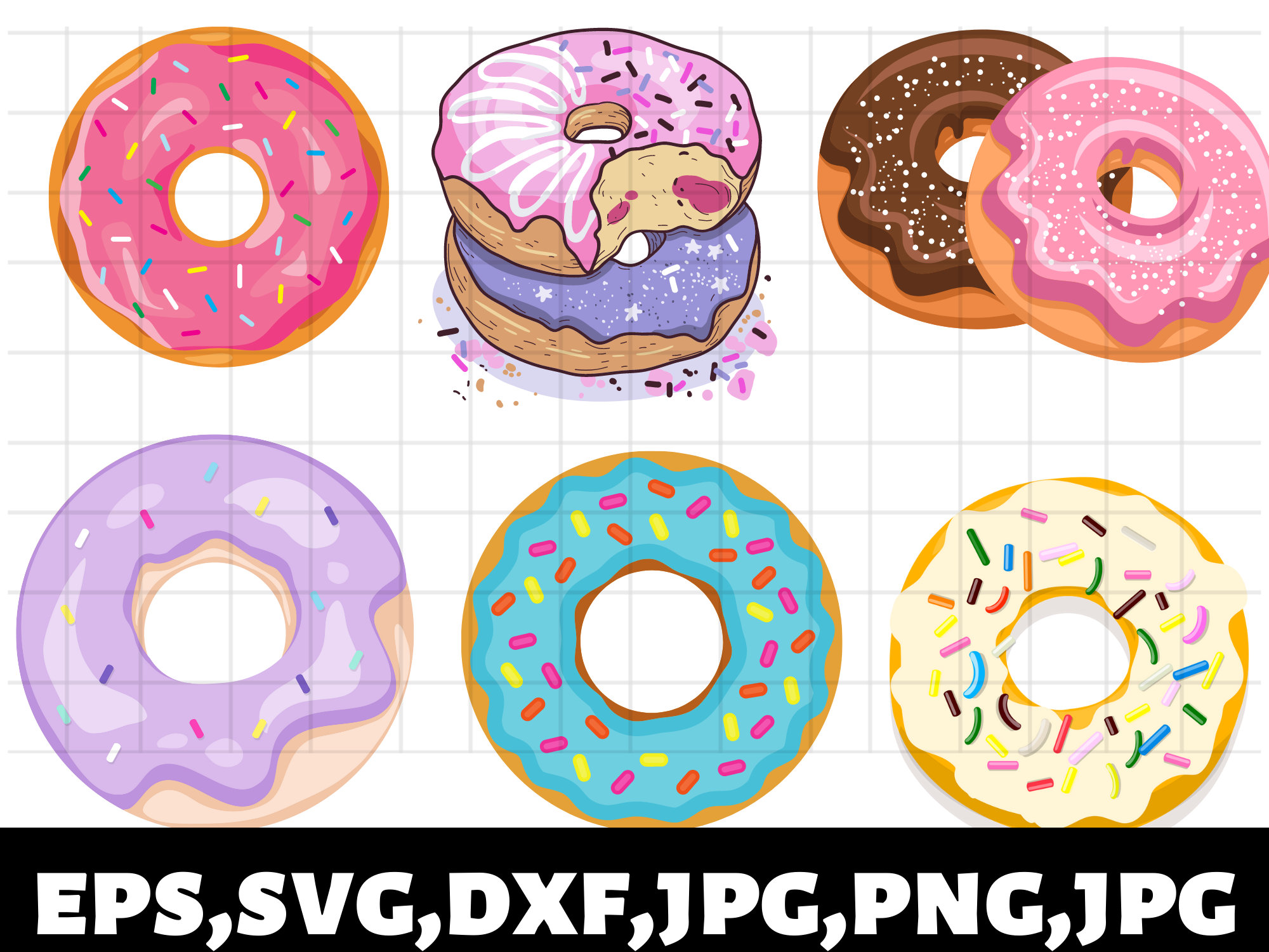 Donut SVG Bundle Chocolate Donut SVG Doughnut SVG Donut Clipart