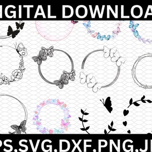 BUTTERFLY MONOGRAM SVG\ Butterfly Wreath Svg\ Circle Monogram Svg\ Butterfly  Wreath monogram Svg\ Butterfly Circle Frame\ Cricut Wreath Svg