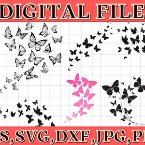 Flying Butterflies Svg Bundle Butterfly Silhouette Design Layout